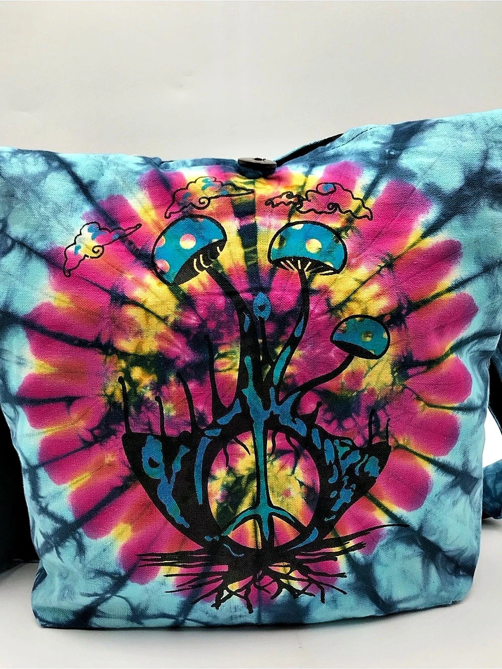 BNWT Peace Sign & Mushroom Print Boho Crossbody Bag